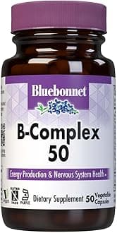 Bluebonnet Nutrition B Complex 50 Vegetable Capsules, Complete Full Spectrum, Vitamin B6, B12, Biotin, Folate, Vegan, Vegetarian, Gluten Free, Soy Free, Milk Free, Kosher, 50 Vegetable Capsules