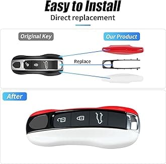 Red Black White Key Fob Cover Compatible with Porsche Key Shell Key Fob Shell Replacement Compatible with Porsche Cayenne Panamera 911 718 Macan Boxster Cayman
