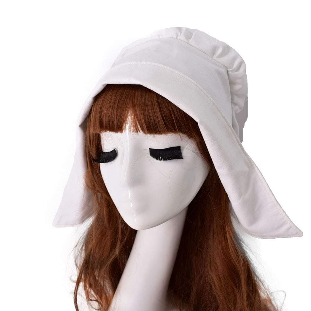Women's Colonial Bonnet Hat Vintage Costume Cap Accessory White