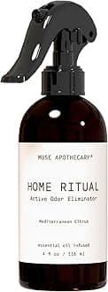Muse Apothecary Home Ritual Active Odor Eliminator Spray - Furniture Deodorizer & Bathroom Odor Eliminator - Essential Oil Air Freshener - 4oz, Mediterranean Citrus