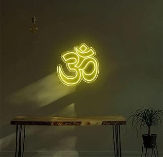RGY Om Led Neon Light for Wall, Office, Pooja room, Mandir Decoration, Home Decore, Diwali Gift - (8"Inch x 9"Inch - Yellow)