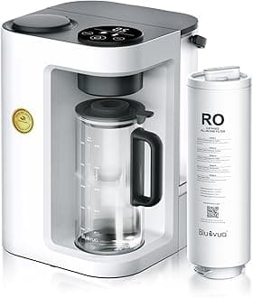 Bluevua RO100ROPOT-LITE Countertop Reverse Osmosis Water Filter System, 5 Stage Purification, 3:1 Pure to Drain, Portable Water Purifier (No Installation Required) (White)