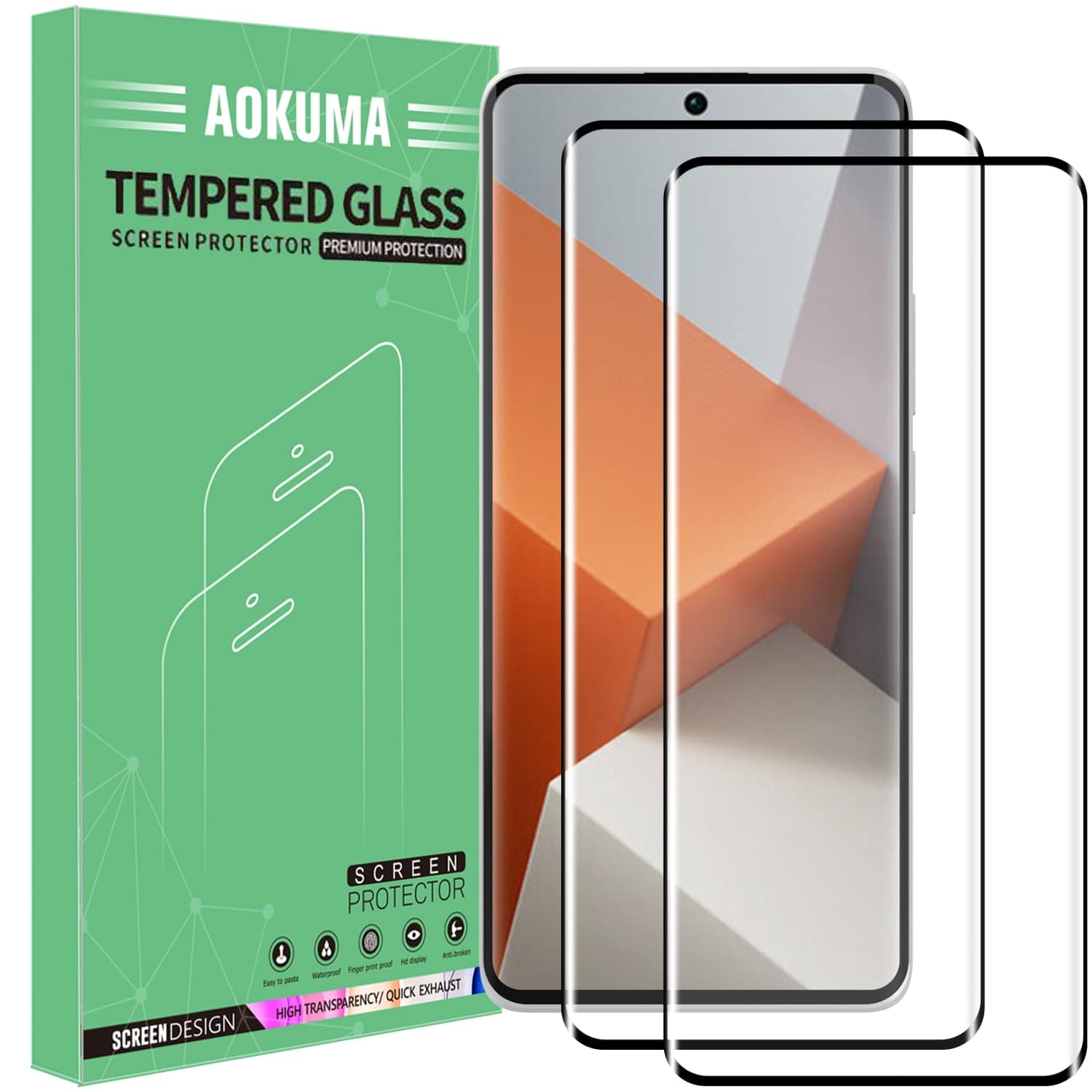 Tempered Glass for Xiaomi Redmi Note 14+/13 Pro+ 5G Screen Protector, Premium 3D Curved Edge Guard Film, Full Coverage Anti-Fingerprints No Bubbles HD-Clear Case Friendly