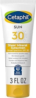 Sheer Mineral Sunscreen Lotion for Face & Body, 3 fl oz, 100% Mineral UVA/UVB Filters: Zinc Oxide & Titanium Dioxide, Broad Spectrum SPF 30, For Sensitive Skin | Sheer Mineral, Sunscreen Lotion, for Face & Body, For Sensitive Skin