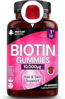 Beauty Hair Skin & Nails Gummies for Hair Growth & Skin Health Biotin 10,000µg- Vegan Chewable Beauty Vitamins Hair Vitamins for Women & Men - GMO Free, No Artificial Colours or Flavours, 60 Gummys