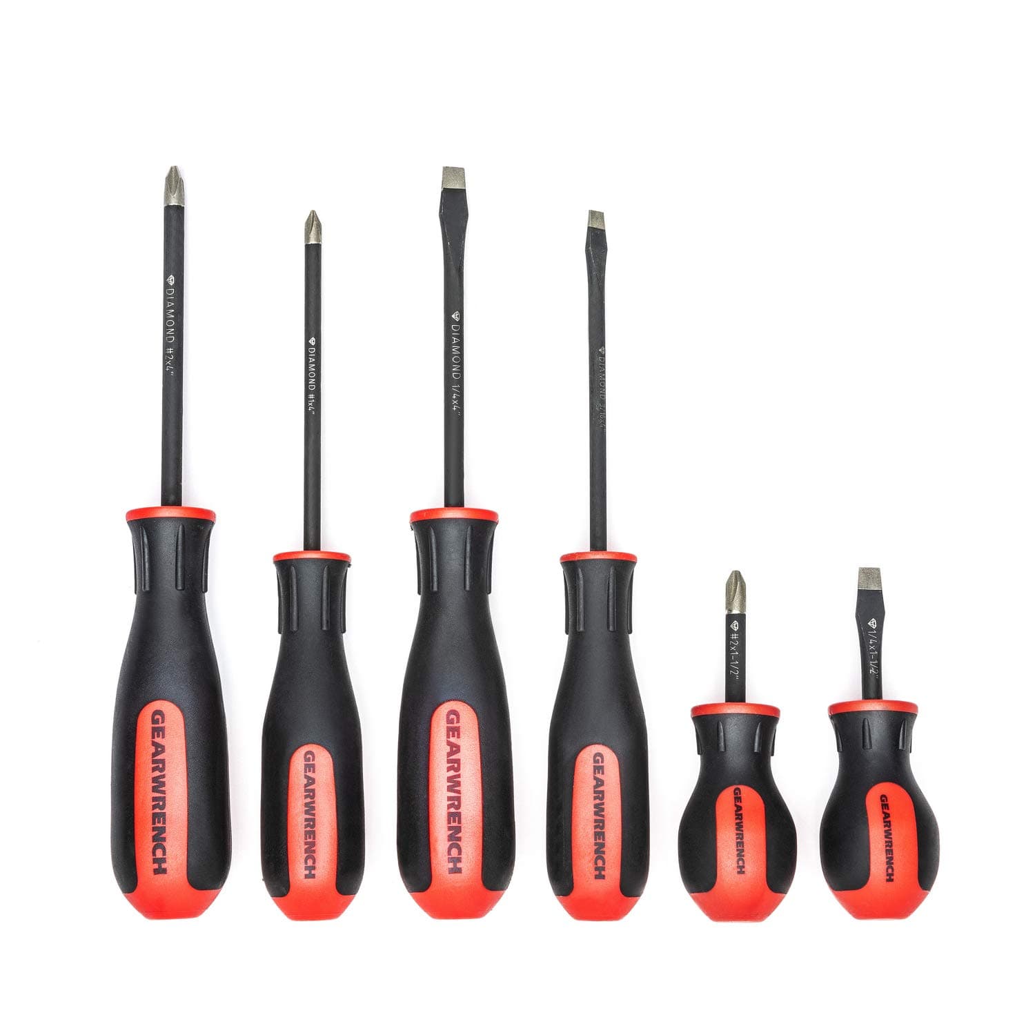 GEARWRENCH 6 Pc. Phillips®/Slotted Dual Material Diamond Tip Screwdriver Set - 88920