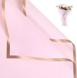 NESCCI 20 Sheets Pastel Pink Floral Bouquet Wrapping Paper - Waterproof, 22.8x22.8 inches, Perfect for Wedding, Birthday, Valentine's Day & More