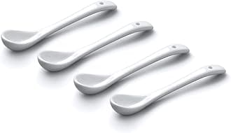 WM Bartleet & Sons 1750 TSET152 Set of 4 Small Traditional Porcelain Salt, Condiment and Spice Spoons (10cm) – White