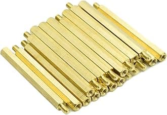 M4 x 60mm + 6mm Male Female Thread Brass Hex Standoff Spacer Screws PCB Pillar - (20 Pcs)