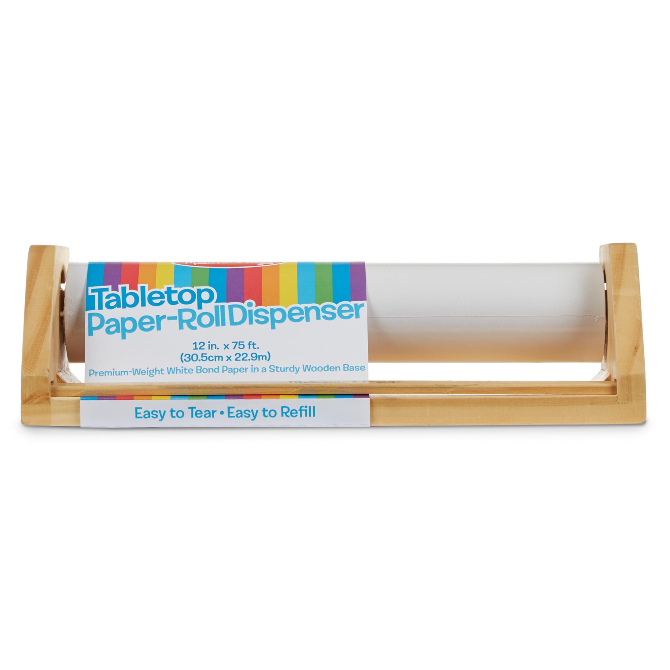 Wooden Tabletop Paper Roll Dispenser With White Bond