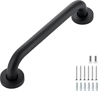 Grab Bars for Shower, 2 Pack 12-Inch Anti Slip Shower Handles for Elderly, Safety Shower Grab Bar, Stainless Steel Handicap Grab Bars for Bathroom (Black 1" Diameter)