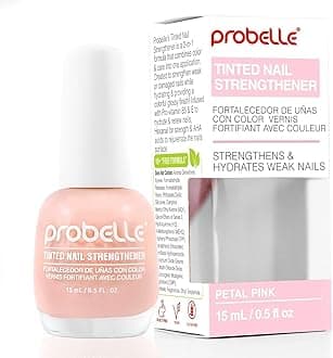 Probelle Tinted Nail Strengthener, Colored Nail Strengthening Treatment, Nail Growth and Repair, Stops Peeling, Splits, Chips, Cracks, and Strengthens Nails (0.5 Fl Oz (Pack of 1), Petal Pink)