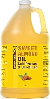 Pure Cold Pressed Sweet Almond Oil - 1 Gallon - Unrefined & 100% Natural For Skin & Hair, with No Added Ingredients - Perfect Carrier Oil for Essential Oils