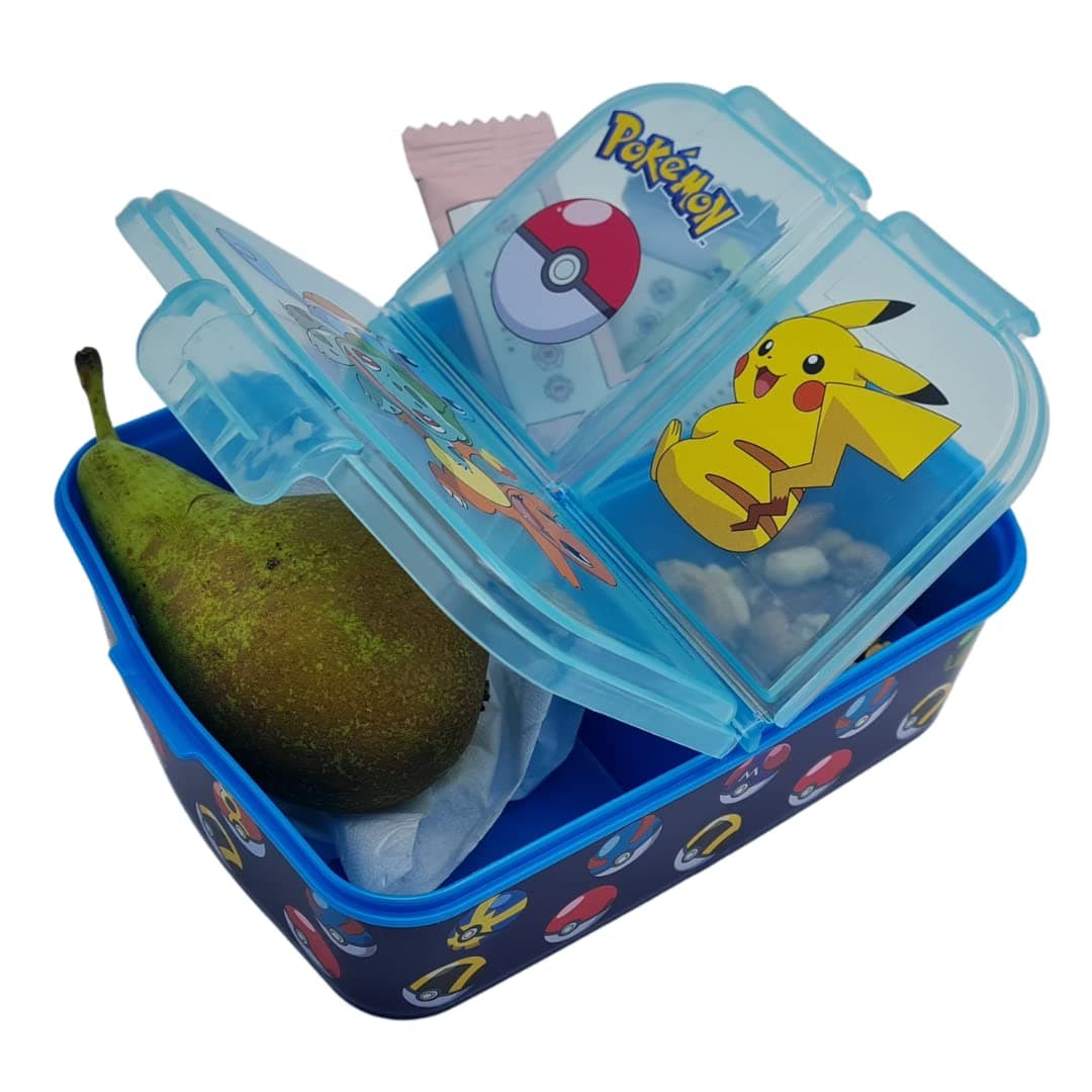Stor - Pokemon Sandwich Maker - Fimabrier cabinet, rectangular, three compartments - Pikachu lunch box for lunch and snacks - 3 compartments - 6.5 x 16.5 x 19.5 cm - 150 g