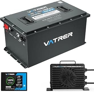 72V (70.4V) 105Ah Lithium Golf Cart Battery, Built-in 200A BMS, with Touch Monitor & Mobile APP, 4000+ Cycles LiFePO4 Battery, Max 14.08kW Power Output, Perfect for Golf Carts