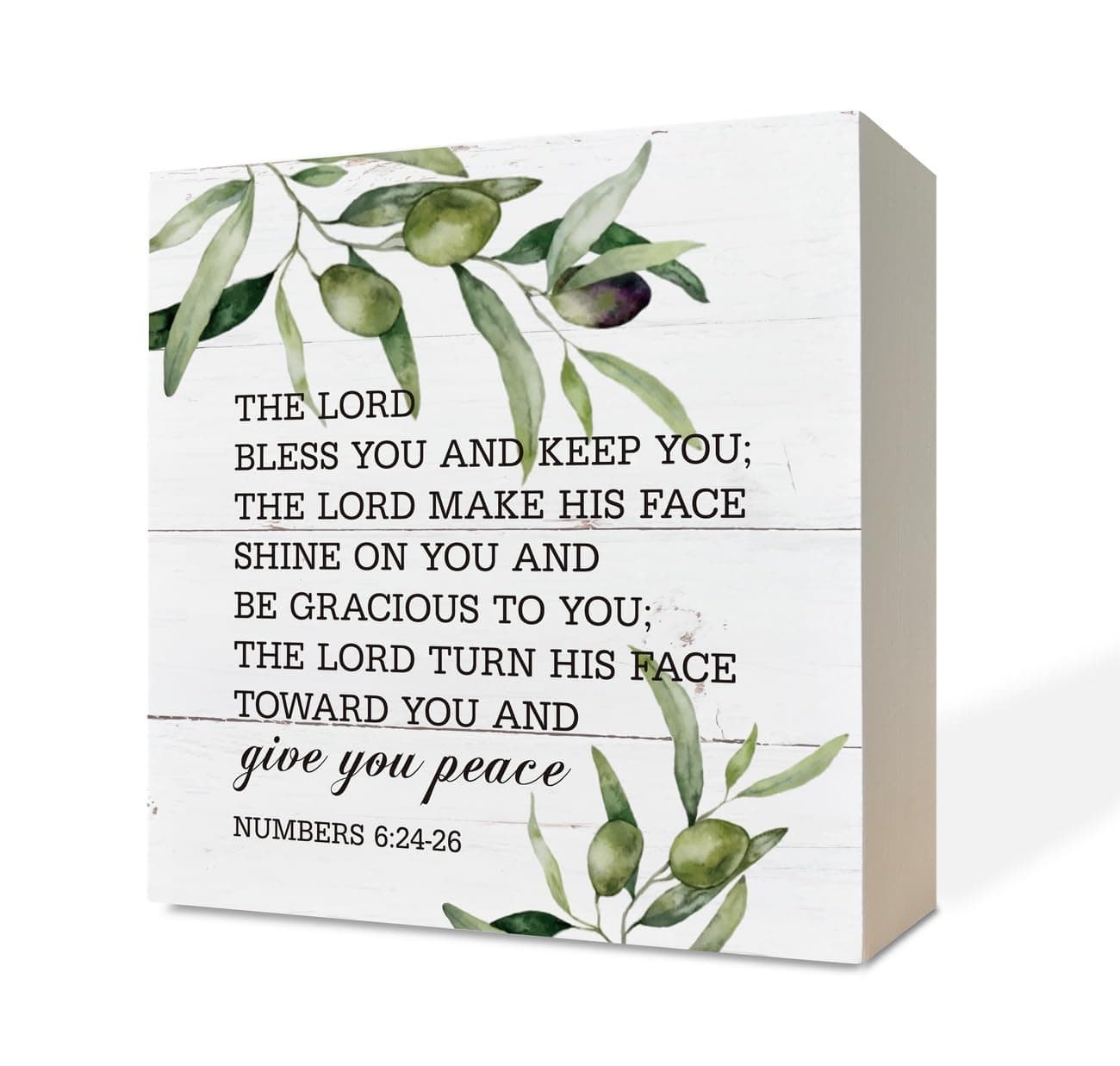 Christian Sign, Scripture Decor, Wooden Box Sign Desk Decor, Table Art Signs, Greenery Home Decor, Religious Scripture Encouragement Gifts, The Lord Bless You and Keep You - Numbers 6:24-26