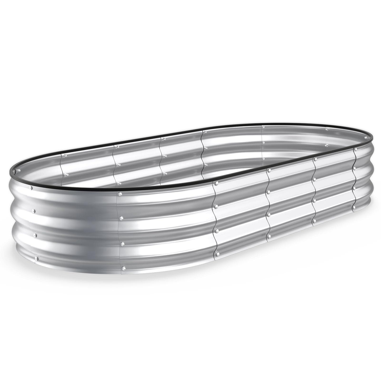 Kesfitt Raised Garden Bed, 6x3x1 FT Galvanized Steel Metal Raised Garden Bed, Oval Open-Bottom Design, 12-Inch Deep for Outdoor Vegetable & Herb Gardening, Silver