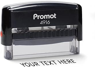 Promot Self Inking 1 Long Line Custom Stamp - Personalized Name Stamp for Office, Teacher, Address & Business Label Stamp - Choose Font, Ink Color, Pad, for Personal & Professional Use