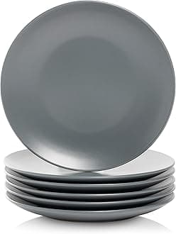 Wazee Matte 8.25" Coupe Salad Plate, Set of 6, Charcoal Gray
