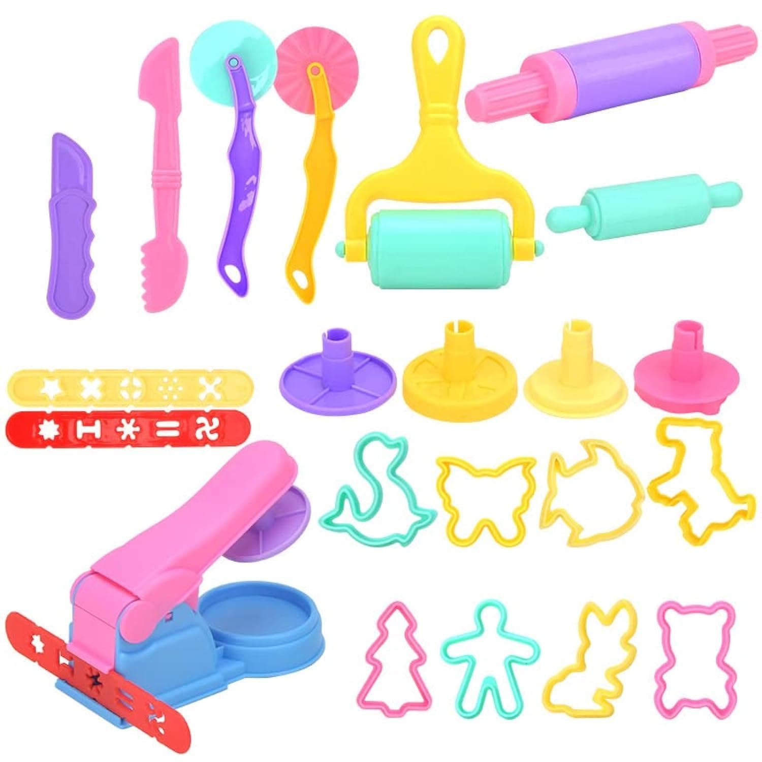 Baby-G Play dough Tools and Cutters,22 Pcs Play Dough Tools Play dough Sets for Kids Toddlers, Plastic Accessories Clay Extruders Rollers Molds, Creation Educational Toy Gift Set