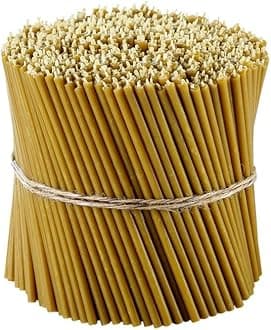 Danilovo 100% Pure Beeswax Taper Candles (Yellow) - Orthodox Church Candle Natural Honey Scented Tapers for Prayer Ritual Decor Christmas - No Soot Dripless Tall and Bendable Height 6.3 in (200 pcs)
