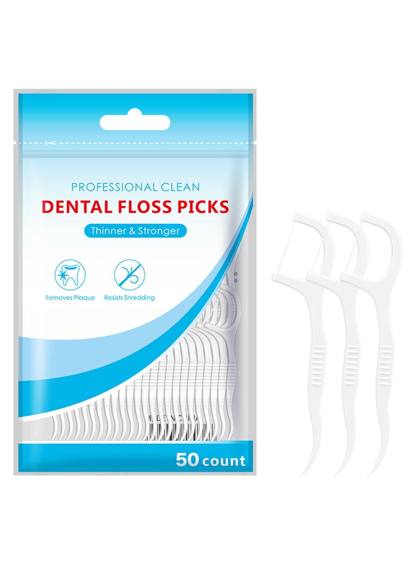 Dental Floss - 50 Pcs Toothpicks, Teeth Stick, Floss Picks for Teeth Cleaning (50 Picks)