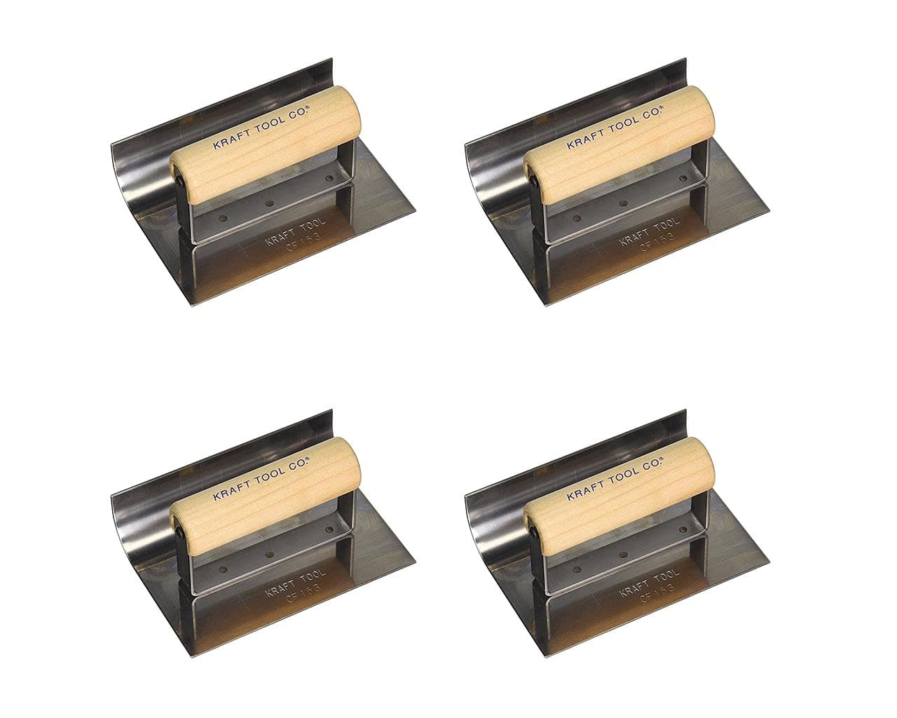Kraft Tool CF153 1-Inch Radius Inside Curb and Sidewalk Tool with Wood Handle, 6 x 4-Inch (Four Pack)