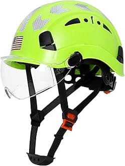 Construction Safety Hard Hat - ANSI Z89.1 Type Ι OSHA Approved Safety Helmets with Chin Straps Lightweight Reflective Vented ABS Hard Hats For Men Women Industrial Workwear 6-point Suspension