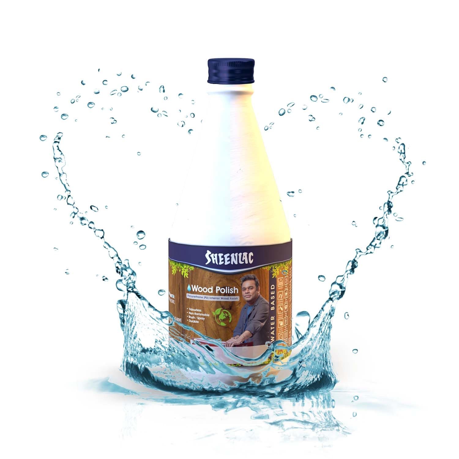 Water Based Interior Wood Polish | Odorless, Non-Flammable | Quick Dry Varnish | 100% Lead-Free | High Water Resistance | Eco-Friendly Polish for All Furniture - Satin Finish 500ml