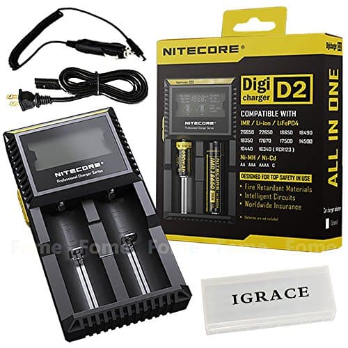 Ankarali Smart Battery Charger, Compatible Nitecore D2 Charger with Integrated LCD Panel Clearly Displays For Li-ion Ni-MH And Ni-Cd Rechargeable Batteries with Ankarali 12V Car Adapter and Ankarali Battery Box …