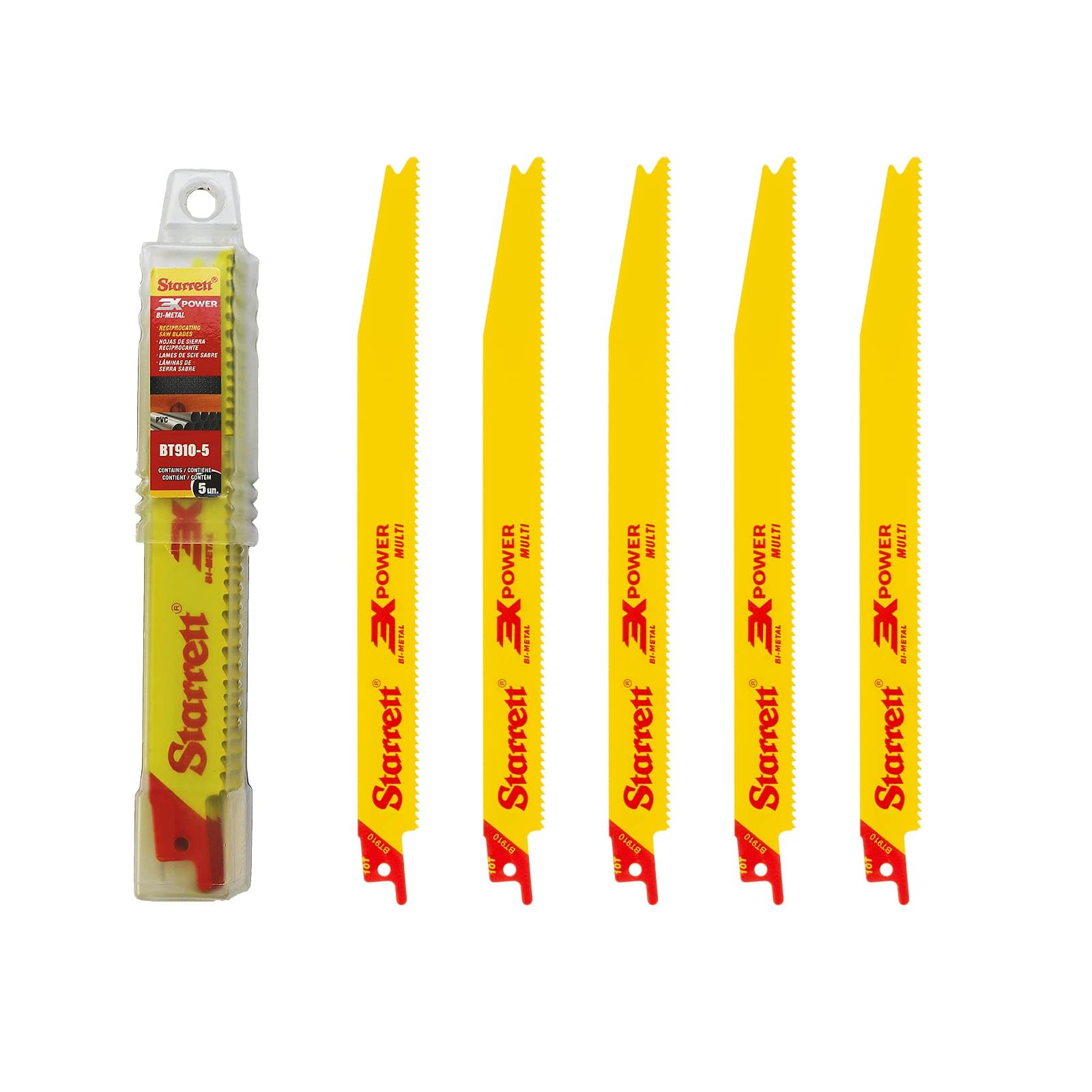 Multi Purpose Reciprocating Saw Blade - 5 Pieces BT910-5 Bi-Metal 225 mm/9" Inch 10TPI Unified Shank - Compatible with Bosch Dewalt Makita & Many Others