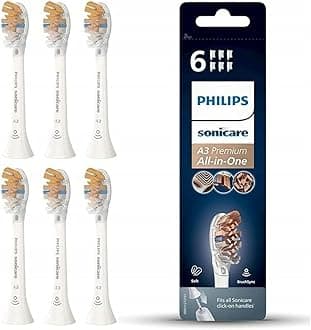 Philips Sonicare Genuine A3 Premium All-in-One Replacement Electric Toothbrush Head – Pack of 6 Philips Sonicare Replacement Brush Heads in White (Model HX9096/10)