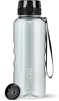 720°DGREE 1.5 L "uberBottle" + Fruit Sieve, CrystalClear – BPA-Free, Leak-Proof – Water Bottle XL – Water Bottle, Ideal for Sports, Gym, Hiking, Camping, University, Yoga, Work