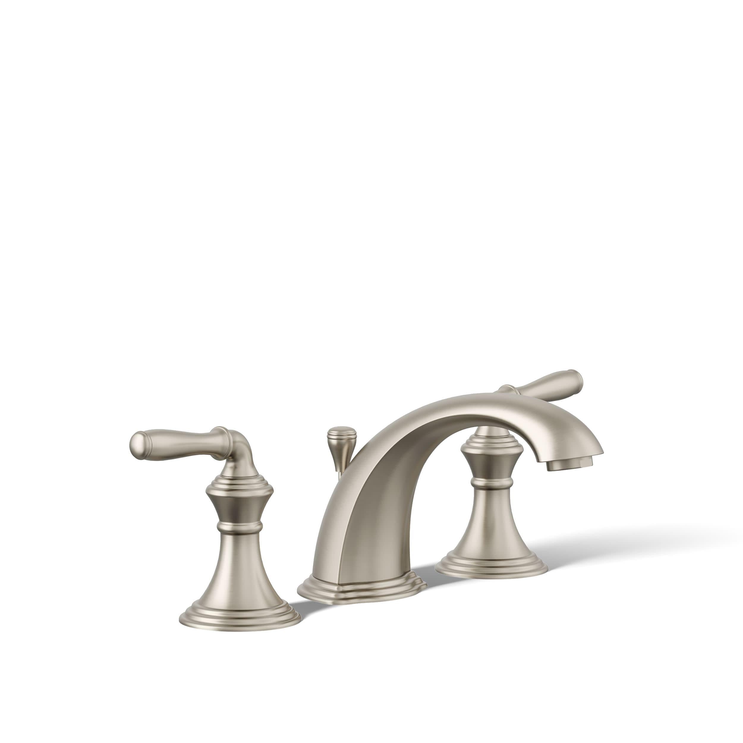 K-394-4-BN Devonshire® Widespread Bathroom Sink Faucet, Pop-Up Drain Assembly, 3-Hole Bathroom Faucets, 2-Handle, 1.2 GPM, Vibrant Brushed Nickel