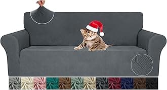 JIVINER Loveseat Slipcovers, 1 Piece Stretch Couch Covers for 2 Cushion Furniture Protector with Elastic Bottom for Kids Pets Jacquard 2 Seater Sofa Cover (Loveseat, Dark Gray)