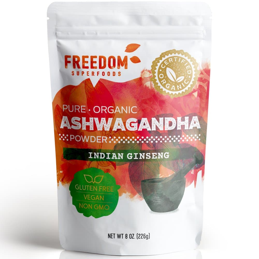Organic Ashwagandha Root Powder Extract from India - A Potent Adaptogen & Premium Feel Good Veda Vitamin Supplement for Hair Growth and Height - Vegan and Gluten Free - 8oz