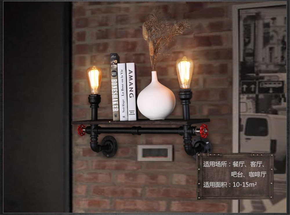 ShengYe Modern Vintage Sconce Wall Light Wall Lamp loft retro industrial restaurant bar wall lamp living room study bookshelf art water pipe wall lamp [Energy Class A+++]