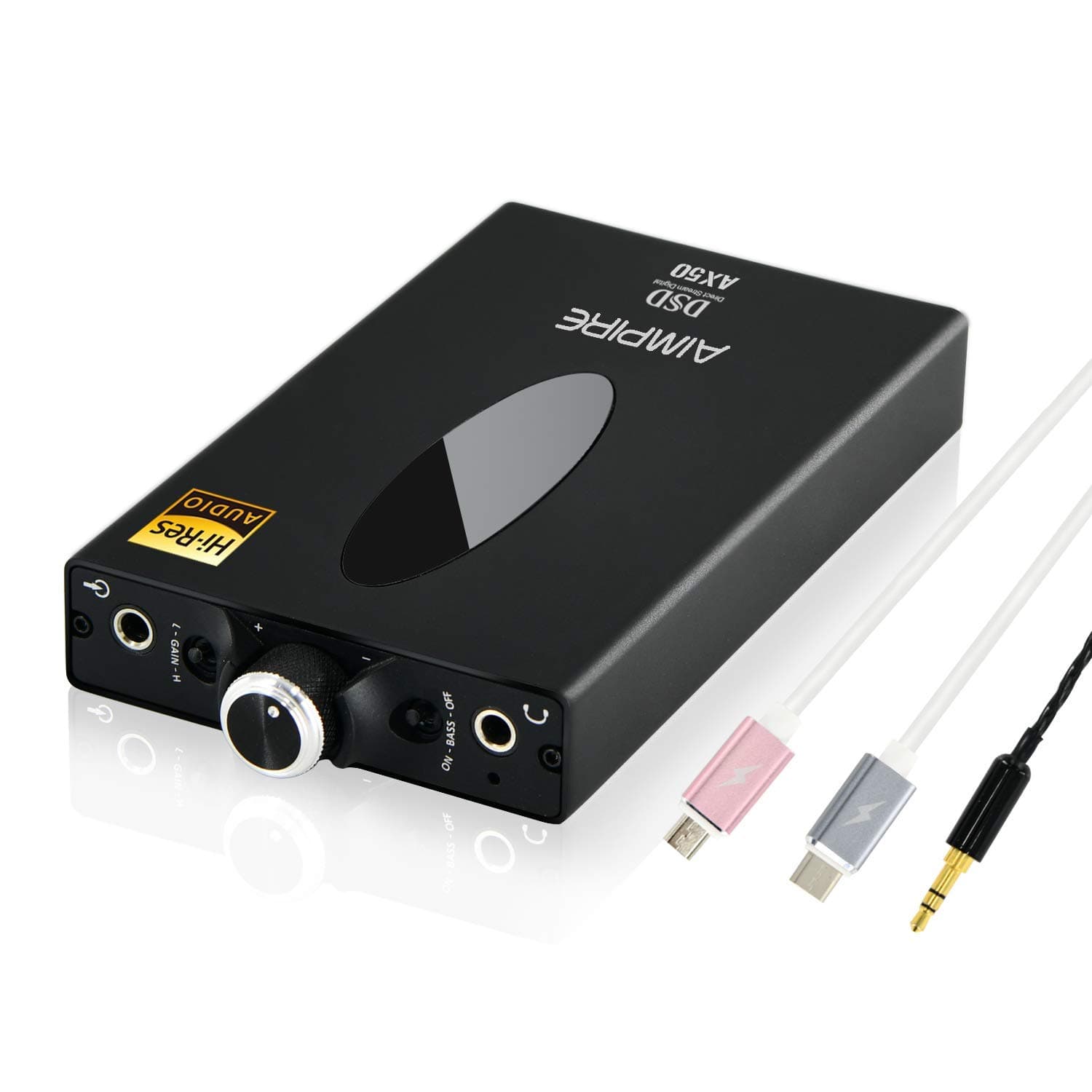 Headphone Amplifier DAC Portable Amp - HiFi Audio USB Earphone Amp Decoder ES9028Q2M XMOS XU208, Support 16-600Ω Earphone 32bit/192KHz DSD256 with Bass Boost and Gain Switch for Phone Laptops PC MP3