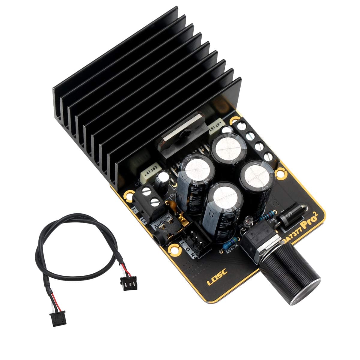 Automotive Audio Stereo Amplifier Board, TDA7377 Amp DIY Module DC 9-18V 12V 2X30w Class AB Dual Channel Car Speaker Power Amplify Board with Knob & Shielded Cable