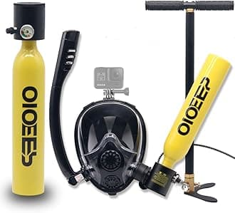 Mini Scuba Diving Tank with Sub-Mask, 0.5L Dive Portable Lungs Kit，Underwater Breathing System for Family, Party and Trip Perfect Professional Diving Packages