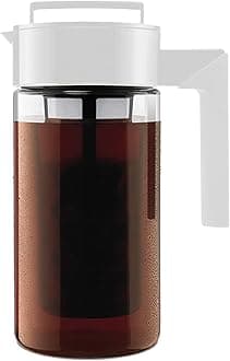 Deluxe Cold Brew Coffee Maker - BPA-Free Tritan Pitcher with Airtight Leakproof Lid, Silicone Grip Handle, Fine-Mesh Filter - Shatter-Proof, Dishwasher Safe, Made in USA - 1 Quart/White