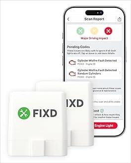Bluetooth OBD2 Scanner for iPhone & Android - Diagnostic Scan Tool for Repairs and Car Buying - Check Engine Code Reader & Enhanced Codes - (2 Pack w/Free 14-Day FIXD Premium Bundle)