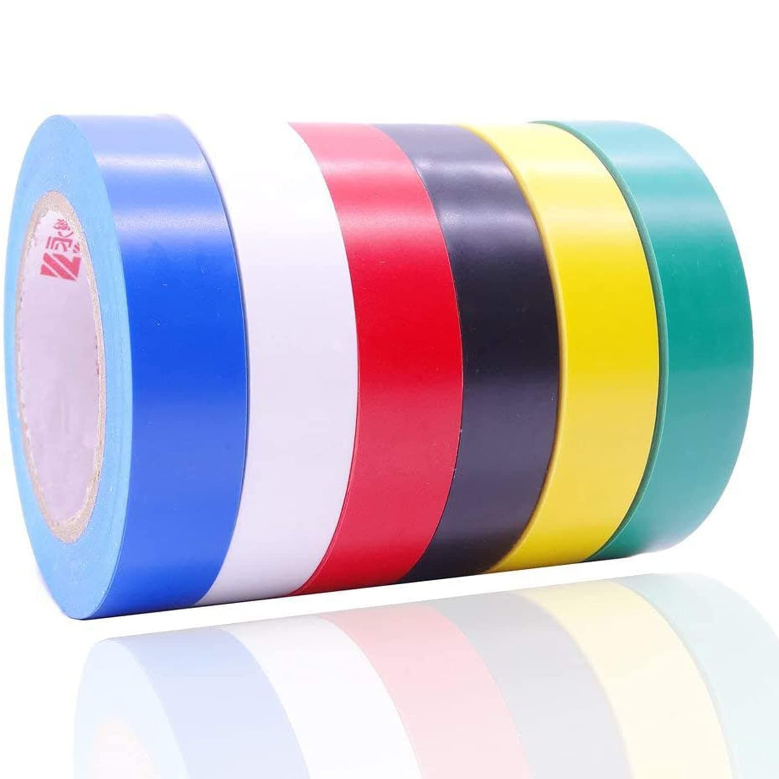 Maveek Electrical Tape 6 Rolls, 17mm x 9m Mixed Colour Insulation Tape Waterproof Electric Tape for Insulating, Repairing Broken Wires and DIY Electrical Projects