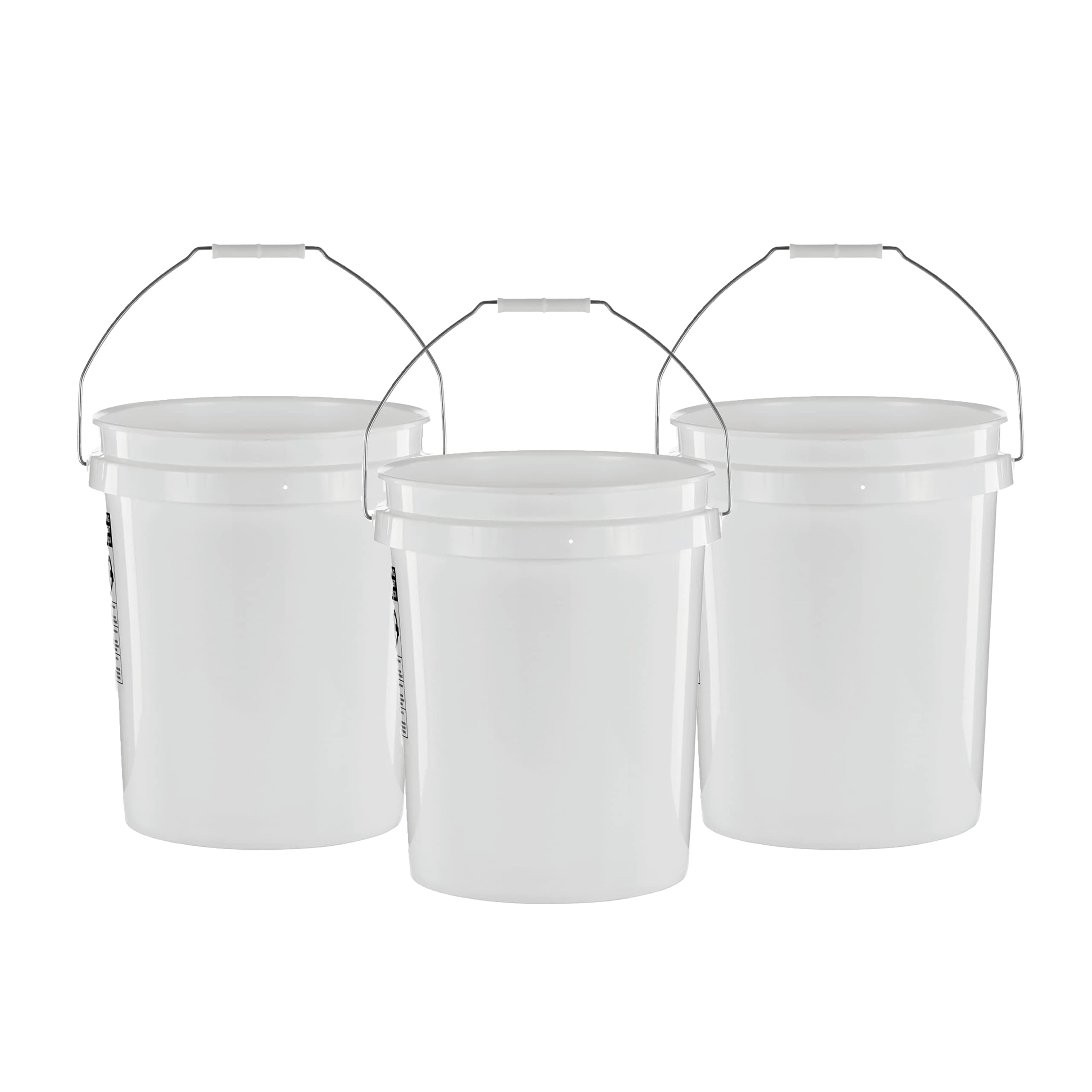 United Solutions 5 Gallon Bucket - 3 Pack, White, Heavy Duty BPA-Free Plastic Bucket, Comfortable Handle, Easy to Clean, Perfect for on The Job, Home Improvement, or Household Cleaning