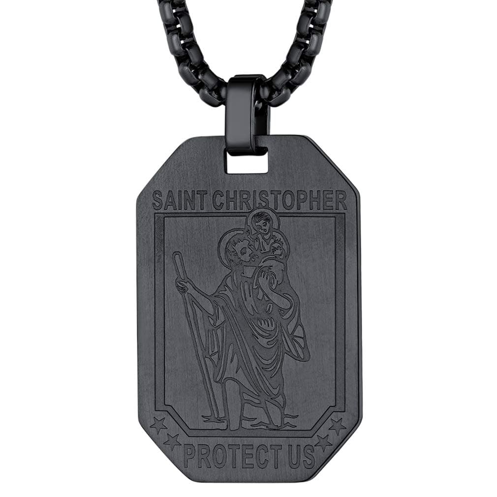 FaithHeart Saint Christopher/Jude/Joseph/Anthony/Thomas/Benedict/Patrick Necklace Stainless Steel Catholic Patron Saints Medal Jewelry Blessings Amulet Customize Available