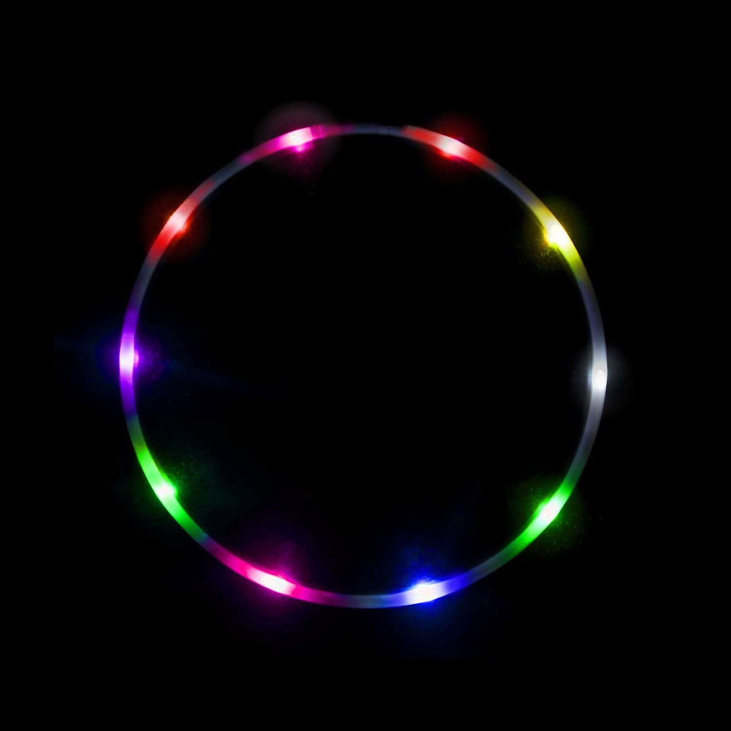 LED Hula Hoop Fully Rechargeable and Collapsable - 14 Color Strobing and Changing LED Lights - Multiple Light Up Hoola Hoops for Adults and Kids - Technicolor Prism (36)