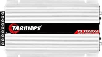 Taramps TS 1200X4 1200W RMS to 2 Ohm, 4 Channel or 2 Channel Bridged Car Audio Amplifier, Full Range, Fixed RCA Input and Cable, Class D