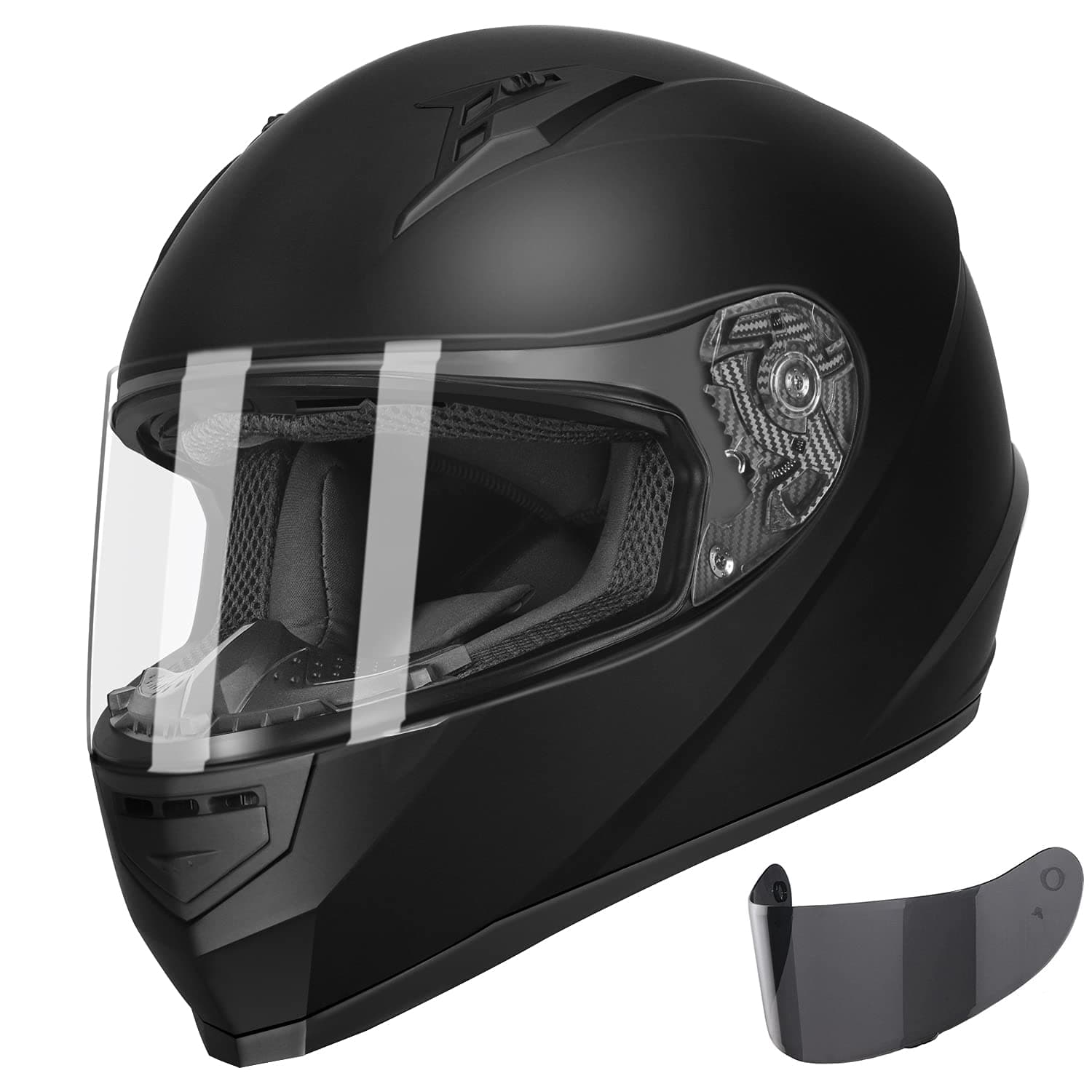 GX11 Compact Motorcycle Helmet - Matte Black, Medium - Full Face w/ Tinted Visor, DOT Approved