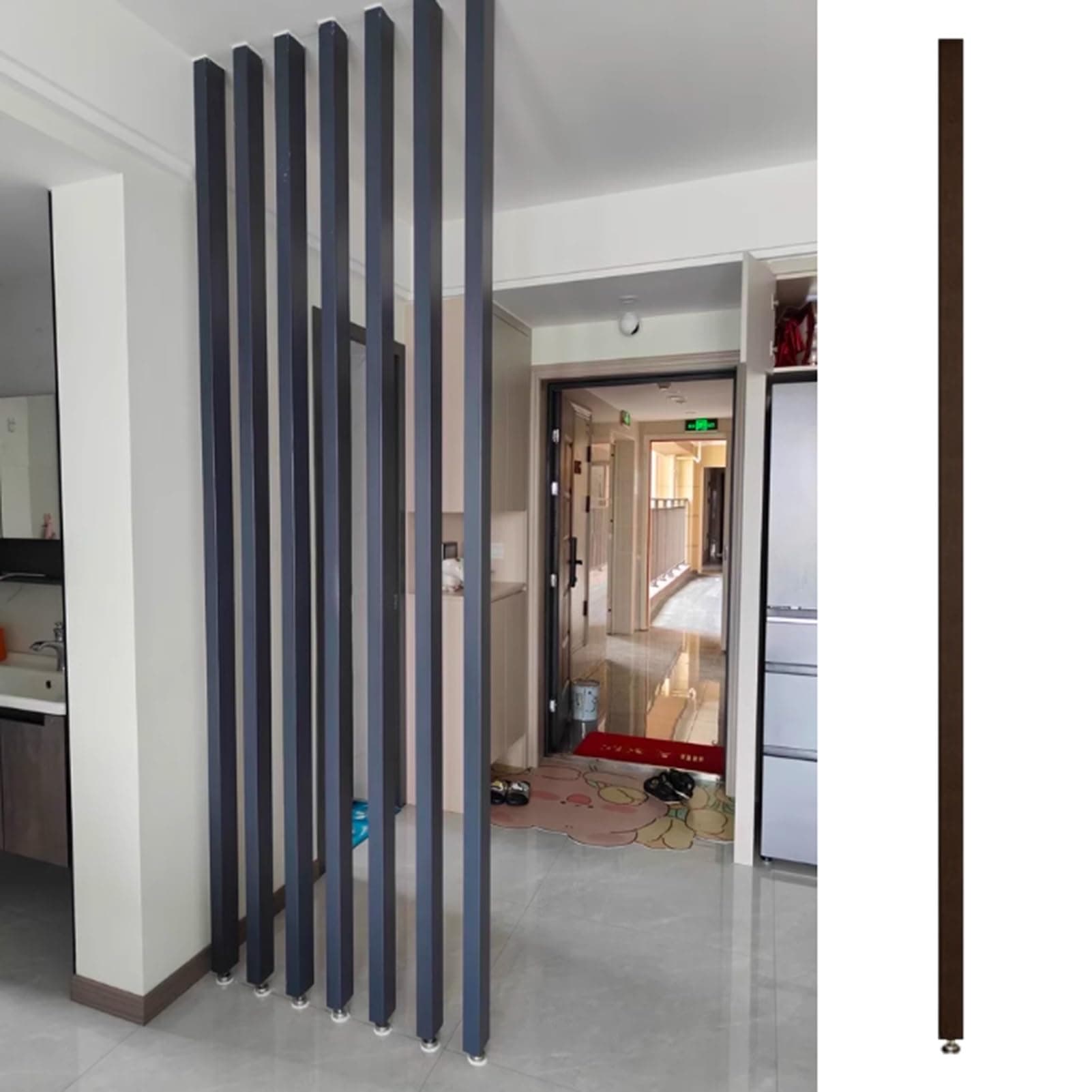 Wall Partition Room Divider Floor to Ceiling 1 Pc / 3pcs / 5pcs Modern Decor Screen Partition Post for Apartment, Black Room Separator Wooden Slats, Customized Room Divider Columns(1 pc,240cm/94.4in/7