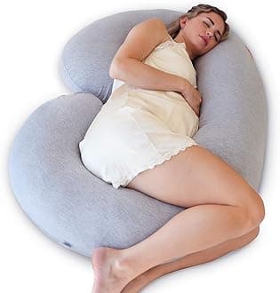 PHARMEDOC Pregnancy Pillows, C-Shape Full Body Pillow – Jersey Cover Dark Grey – Pregnancy Pillows for Sleeping – Body Pillows for Adults, Maternity Pillow and Pregnancy Must Haves (ZJJA60-SHY)